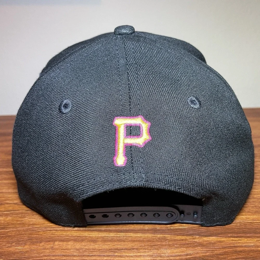 New Era Pittsburgh Pirates A-Frame Snapback Hat Black Yellow 9FORTY 1960 Patch